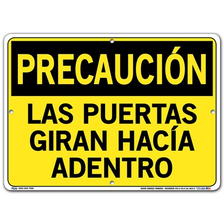 Vestil Aluminum Sign, 10-1/2" Height, 14-1/2" Width, Aluminum, Rectangle, Spanish SI-C-55-C-AL-063-S